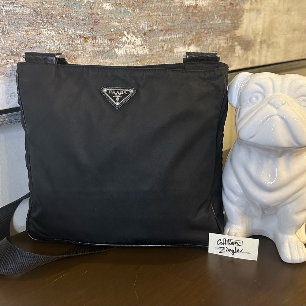Prada Black Nylon and Leather Adjustable Crossbody Messenger Bag